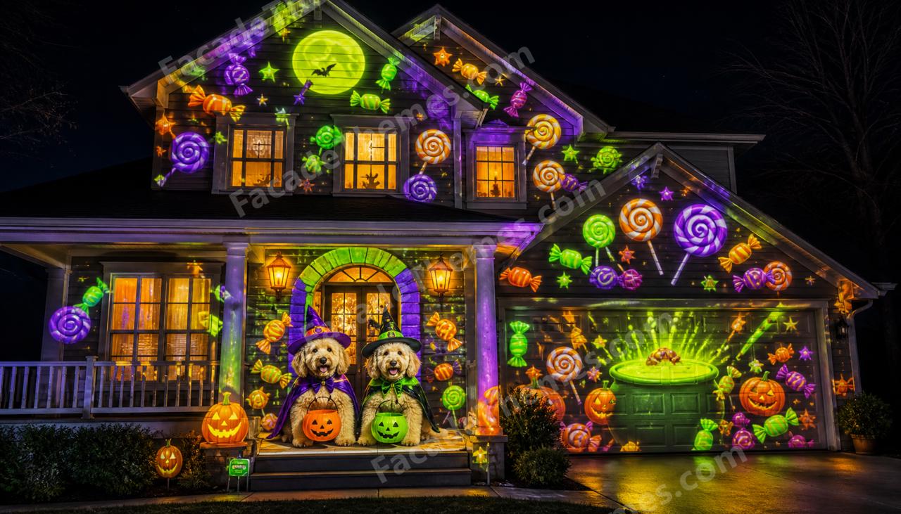 Goldendoodle Trick-or-Treaters — AI concept art